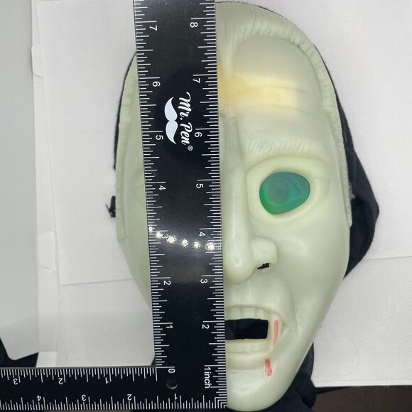 Vintage Vampire Halloween Mask with Green Holographic Eyes OS - Picture 10 of 11